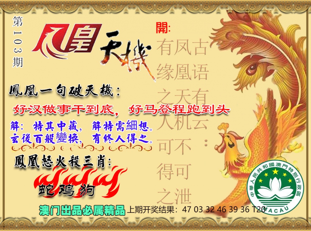103期凤凰天机图[图]